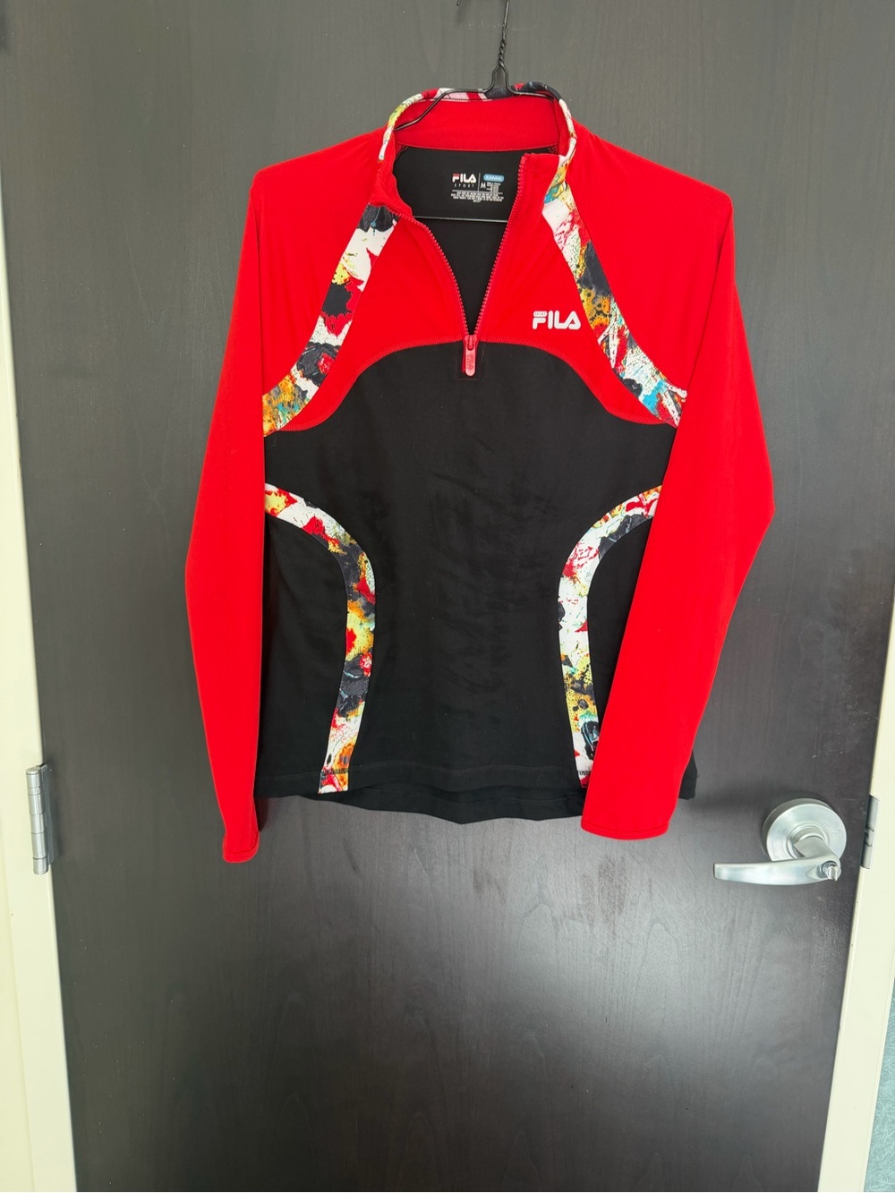 Fila Red and Black Running Quarter-Zip Jacket Size Medium